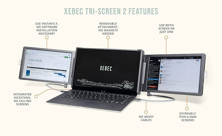 Xebec Tri-Screen 2 | 10.1" Portabel Laptop Monitor